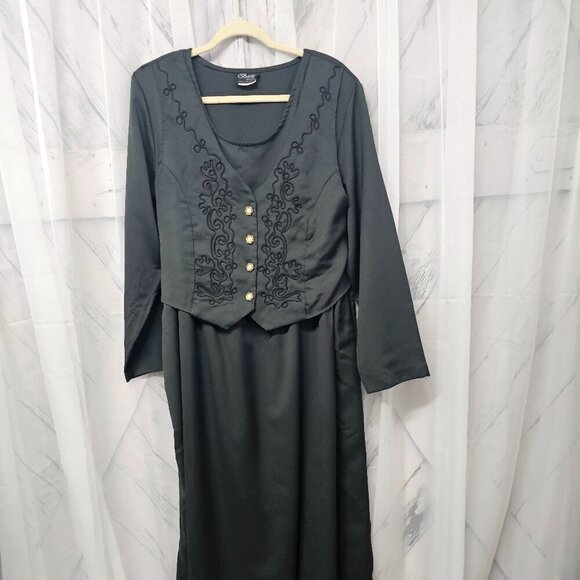 Vintage Basia Olive Green Layered Tie Back Maxi Goth Size 20W - Picture 9 of 13